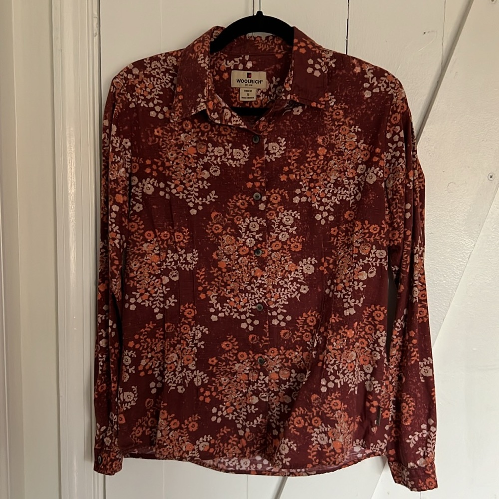 Woolrich Women’s Fall Floral Button Down Classic Shirt Size Small